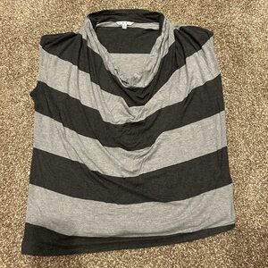 CAbi Gray and Black Striped Blouse